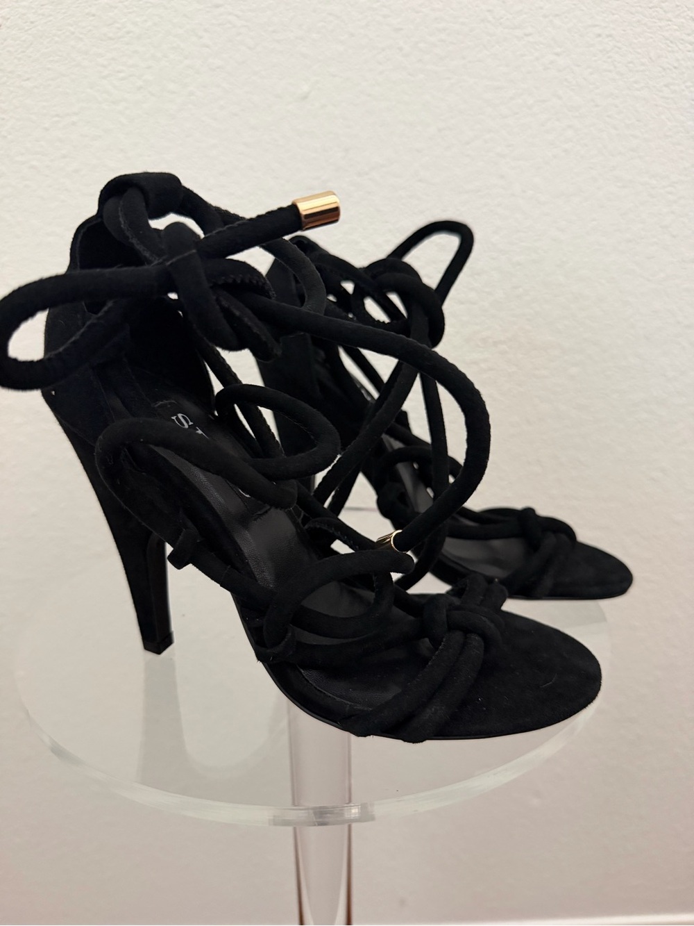 SENSO Black Lace-Up Knot Detail Stiletto Sandals - Picture 3 of 5